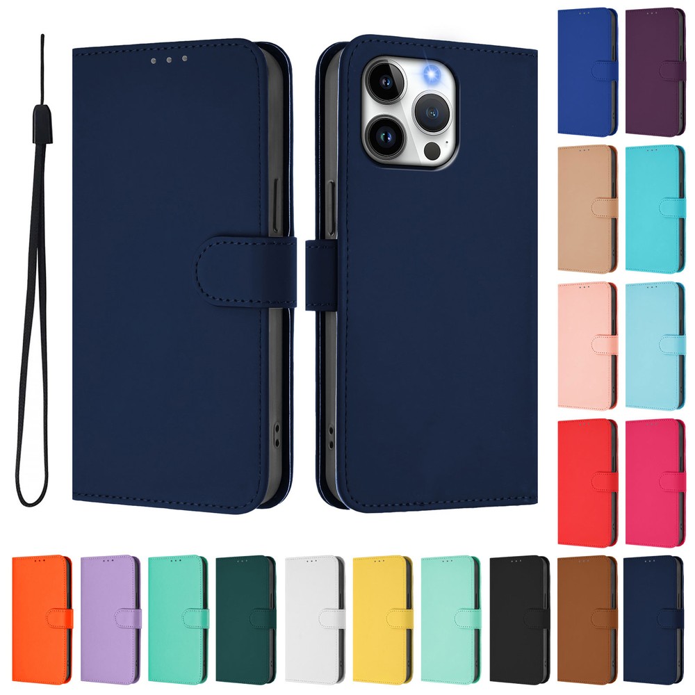 For iPhone 17e/17 Pro Max/16 Pro Leather Wallet Flip Stand Case with Card Slots