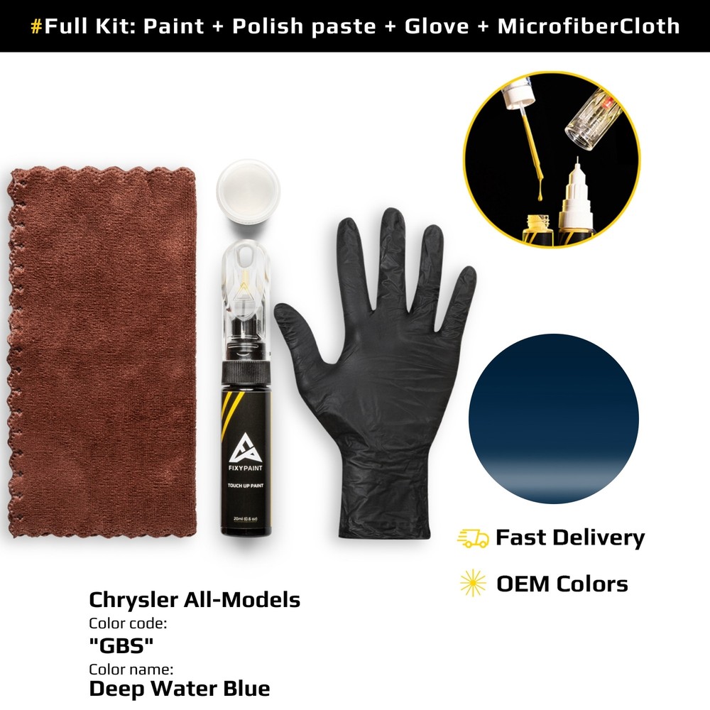 Touch up Paint for Chrysler Code: GBS Deep Water Blue Professional Repair