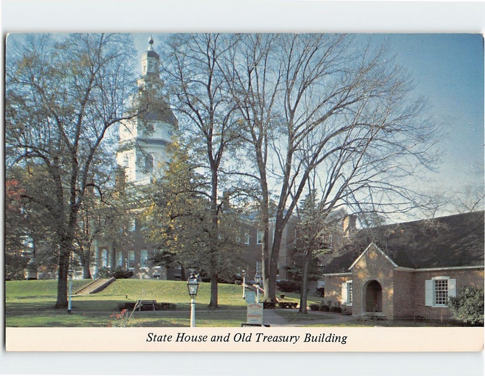 Postcard State House and Old Treasury Building Annapolis Maryland USA