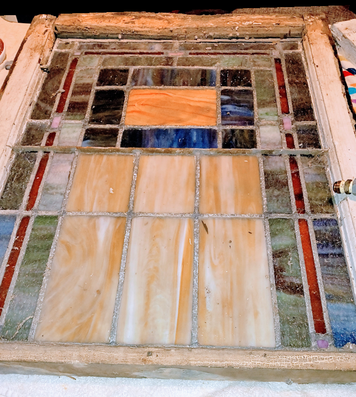 antique architectural stained glass window