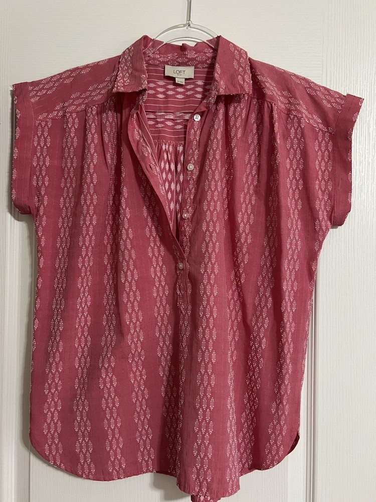 LOFT Women’s Short Sleeve Blouse Size XS Pink