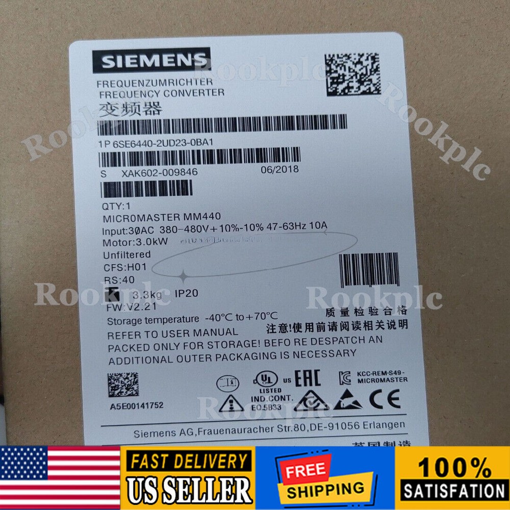 New Siemens MICROMASTER440 without filter 6SE6440-2UD23-0BA1 6SE6 440-2UD23-0BA1