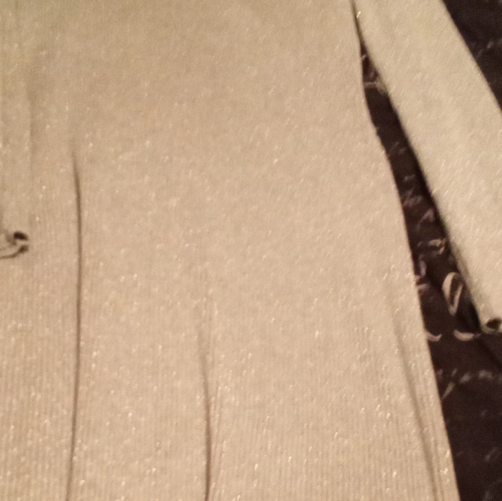 Women’s Beige Ribbed Knit Glitter Crew Neck Long Sleeve Pullover Sweater