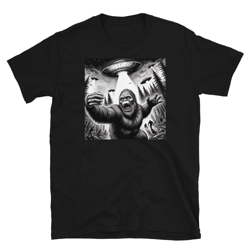 Funny Bigfoot Sasquatch Alien Graphic Tee - UFO Sasquatch T-shirt