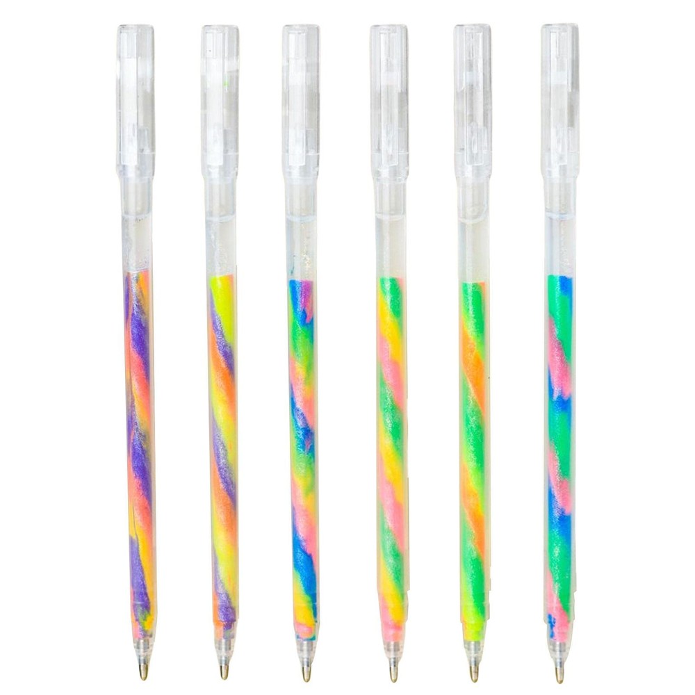 Sparkle Gel Pens 6 Colors Fine Point Rainbow Gradient Pens for Highlighting