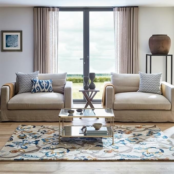 Handwoven Tufted Made of 100% Soft Blended Wool High-Density Thick Floral Woolen