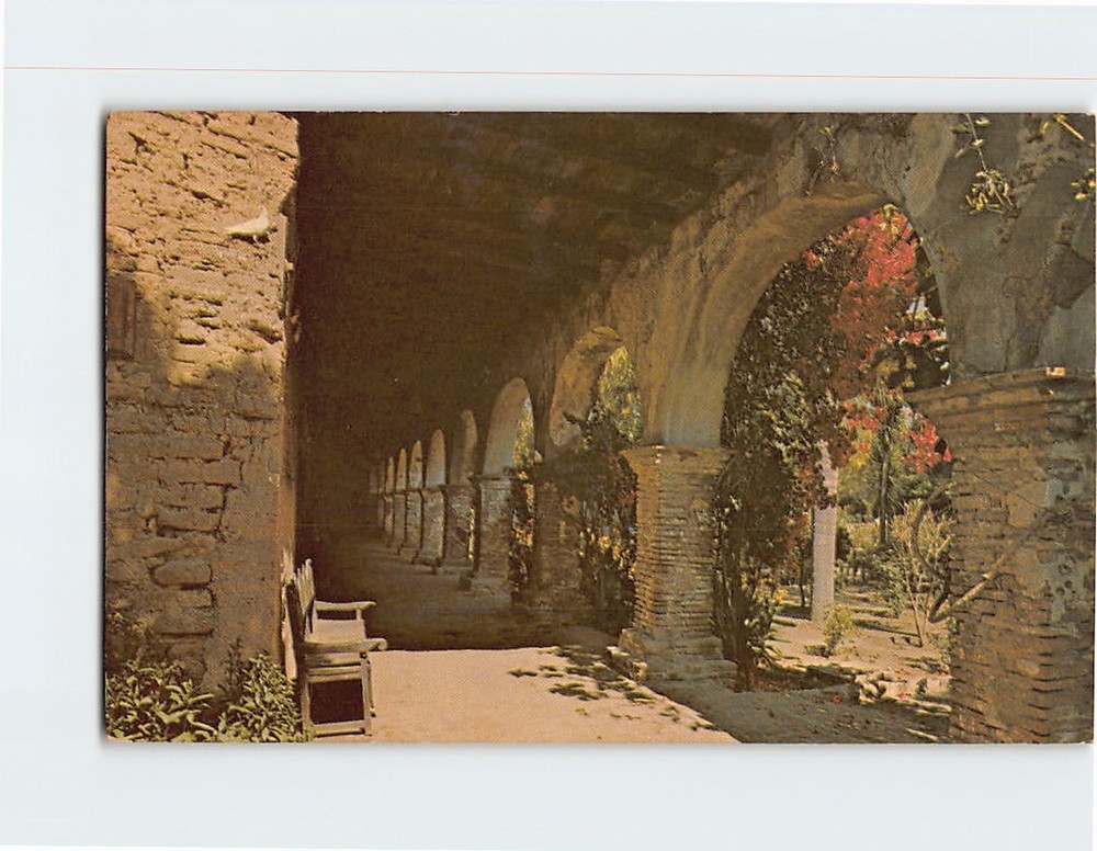 Postcard View Of Front Corridor Mission San Juan  Capistrano California USA