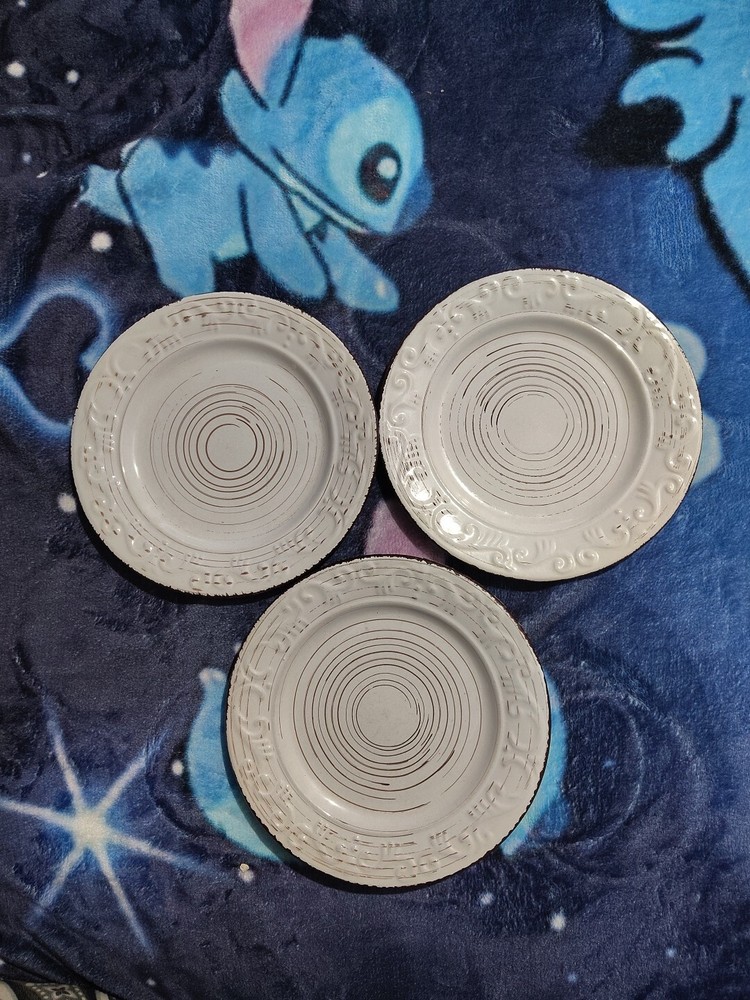 Pfaltzgraff TRELLIS White - Set of 3 SALAD 🥗 Plates ~ HOLIDAY PARTY SUPPER 8 