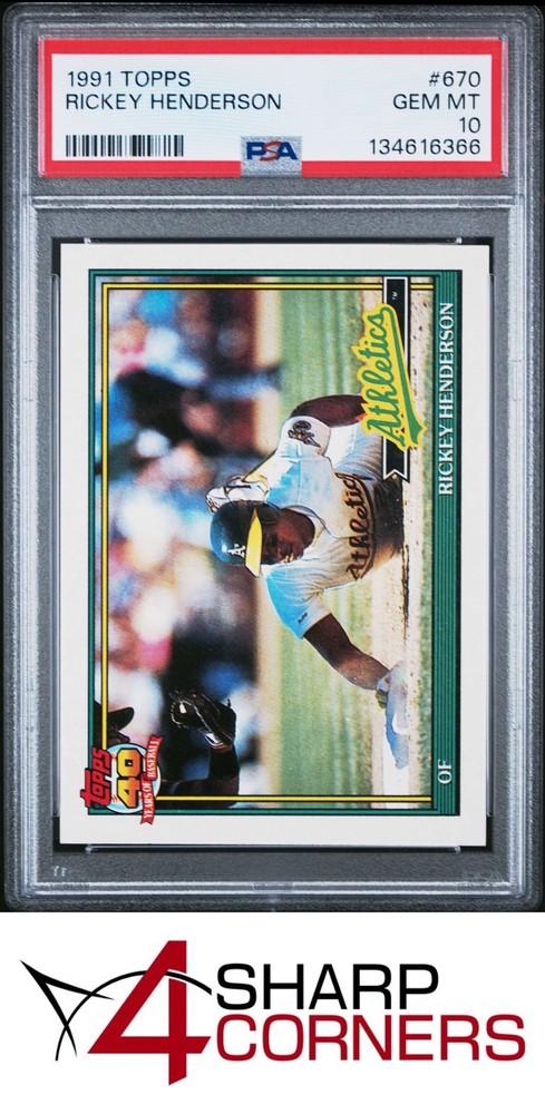 1991 Topps #670 Rickey Henderson Athletics Hof Psa 10New cards listed daily! Check back often!