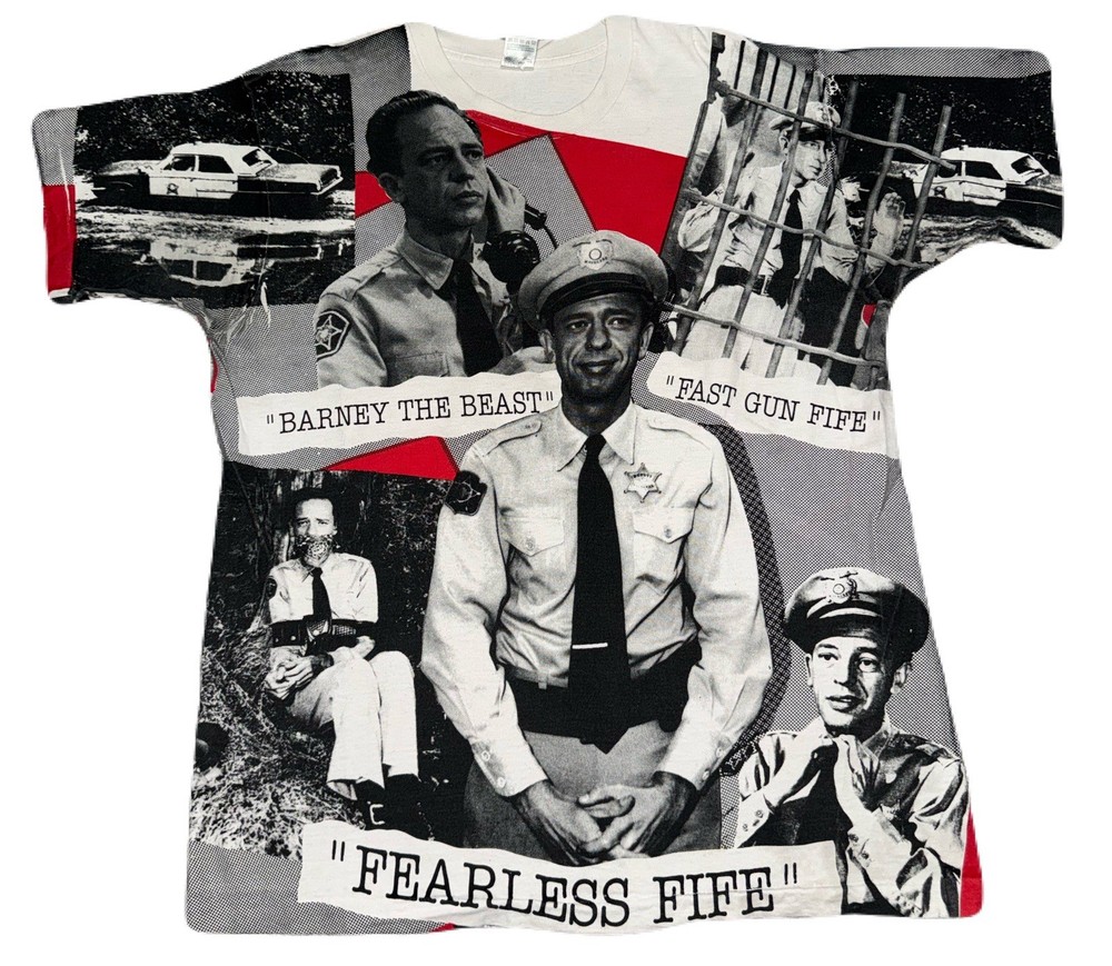 Rare Vintage 90s Andy Griffith Show Graphic AOP Mosquitohead Promo Shirt Size XL