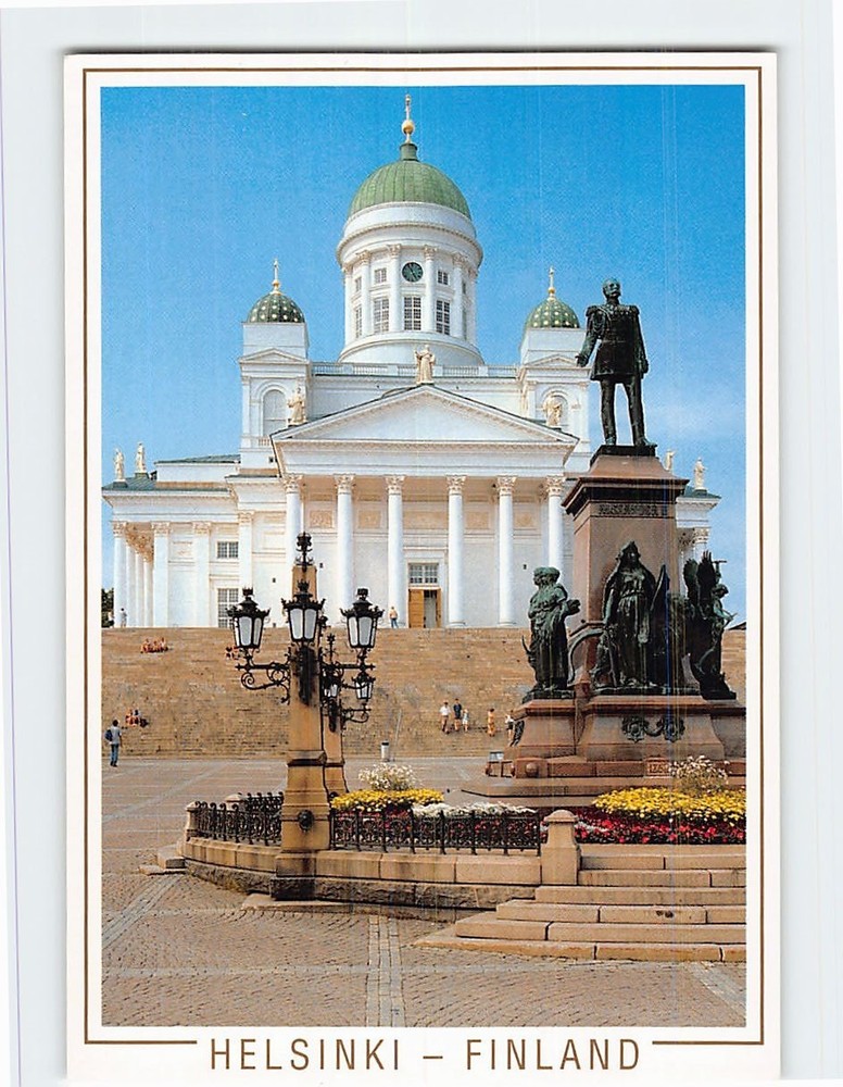 Postcard The Cathedral and Alexander II Statue Helsinki Finland