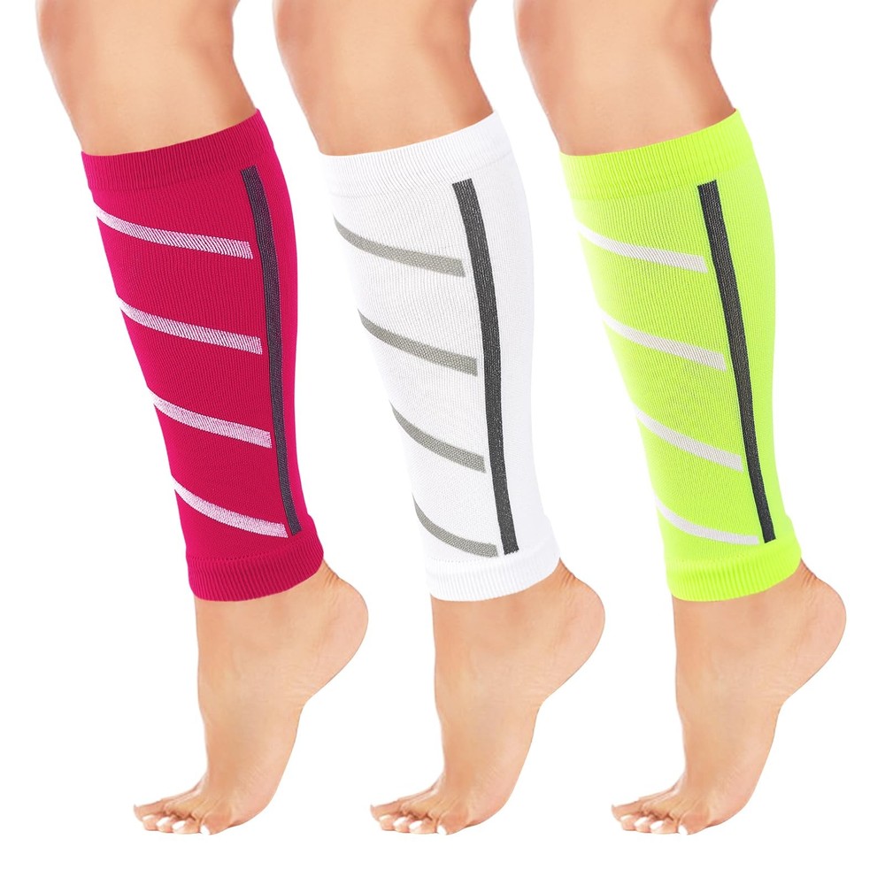 3 Pairs Breathable Calf Compression Sleeves for Men & Women - Support & Circulation