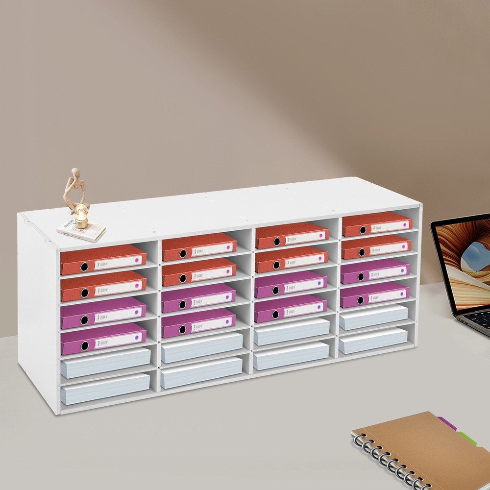 24-Slot Mail Organizer Cabinet with Adjustable Shelves for Home & Office