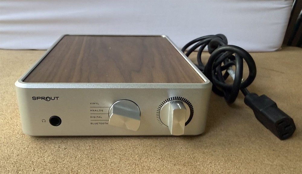 PS Audio Sprout Integrated Amplifier Bluetooth Inputs Silver/Wood Finish