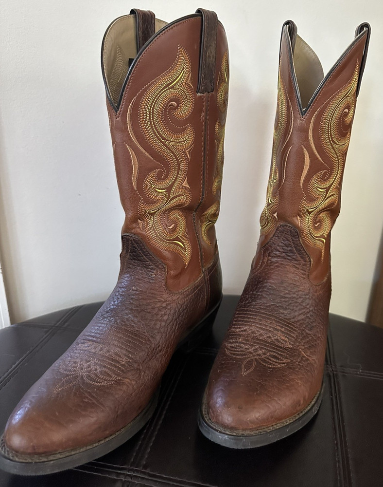 Double-H Western Men’s 8 EE Brown Rust Mustang Leather Work Cowboy Boots DH4417