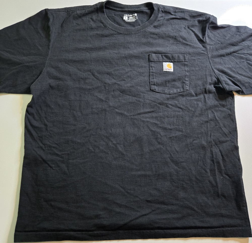 Carhartt Men's Pocket Logo T-Shirt XL Black Loose Fit Short Sleeve Crew