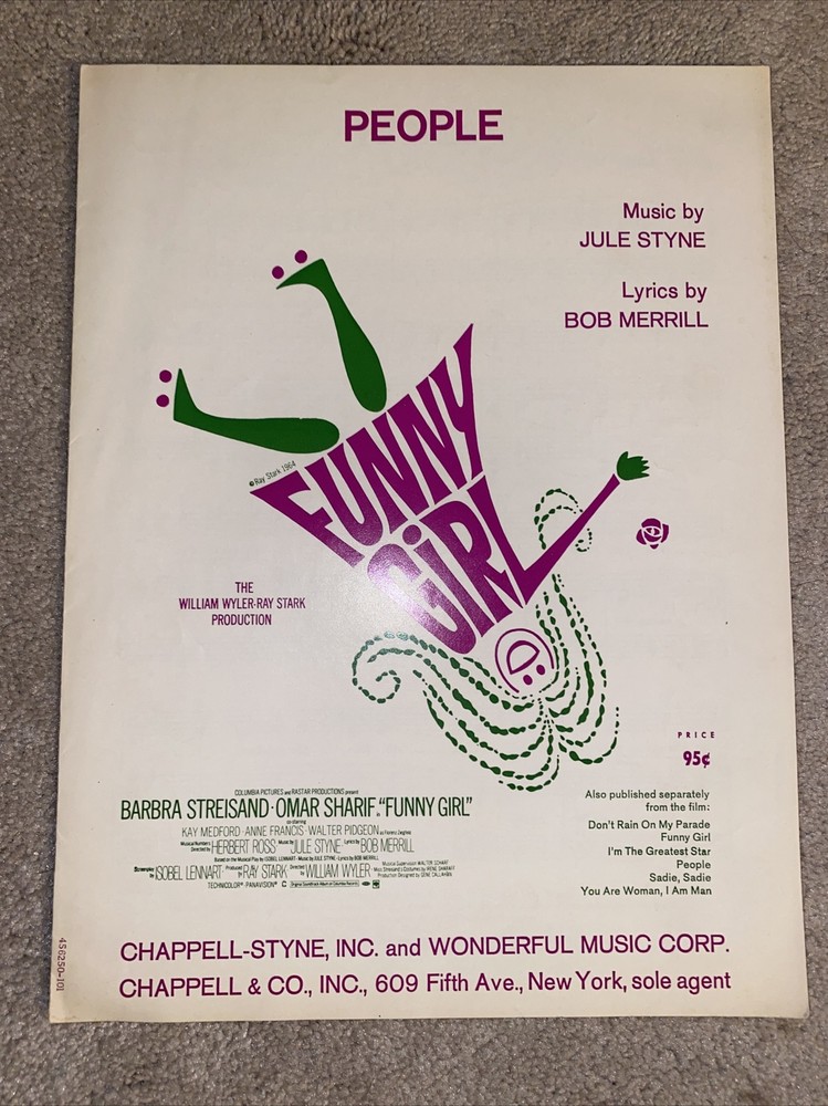 1964 PEOPLE Sheet Music FUNNY GIRL Barbra Streisand by Merrill, Styne