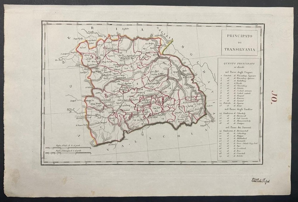 Transylvania Romania 1822 Rossari Unusual Antique Original  Copper Engraved MapANTIQUE COPPER ENGRAVED MAP OF TRANSYLVANIA ROMANIA