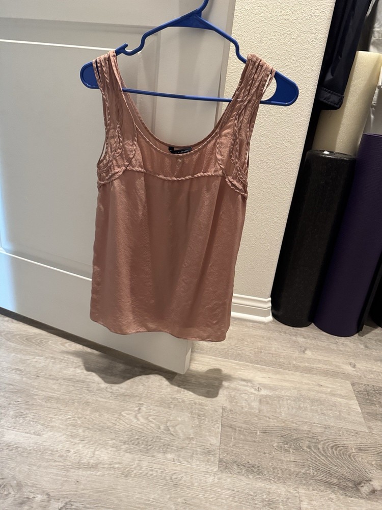 Banana Republic Pink Silk Pleated Scoop Neck Sleeveless Camisole Size S