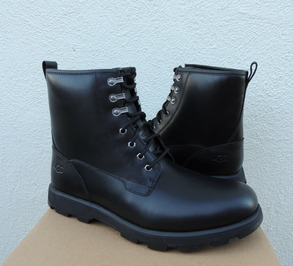 UGG KIRKSON BLACK WATERPROOF LEATHER/ SHEEPWOOL BOOTS, MEN US 11/ EUR 44 ~NIB