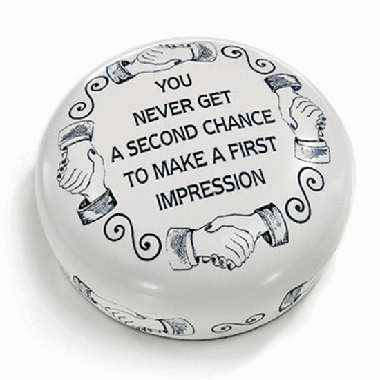 FIRST IMPRESSION SCRIMSHAW INSPIRED PAPERWEIGHT