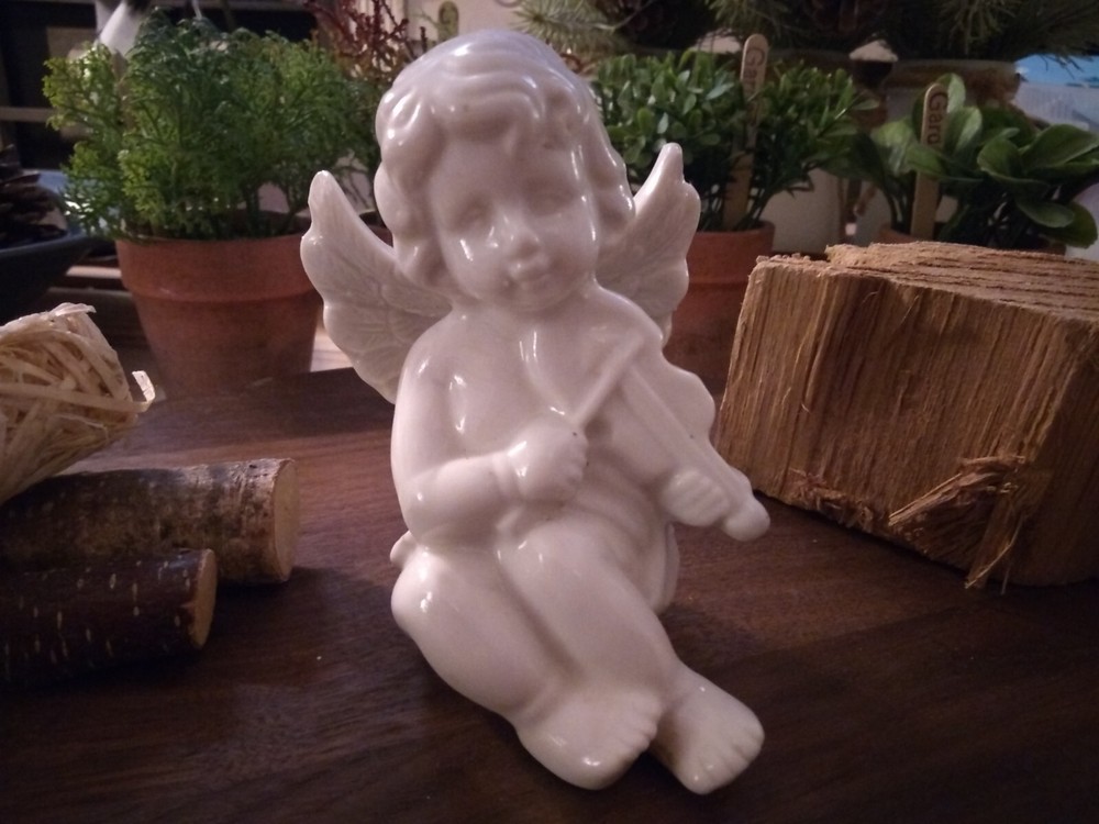 Vintage Porcelain Angel Playing Violin Figurine