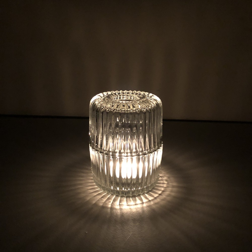 Vintage Fairy Lamp Fairy Light Clear Ribbed Glass Art Deco Candle Holder