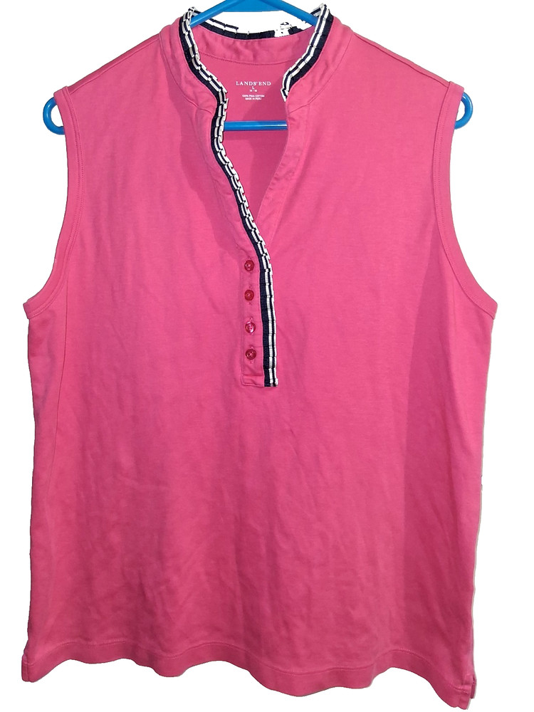 Lands End Women’s Sleeveless Pima Cotton Blend Raspberry Size Large (14-16)