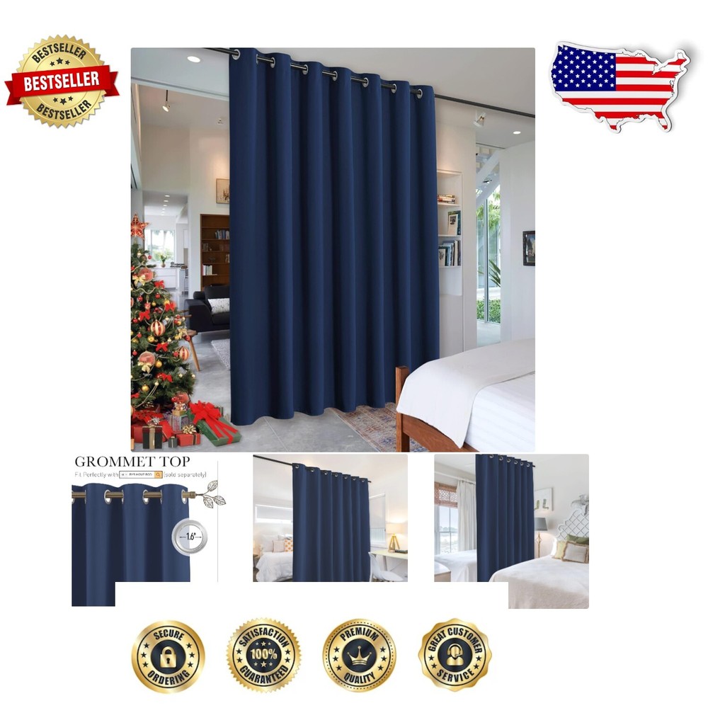 Insulated Navy Curtain for Sliding Doors - Blackout & Privacy Screen 100