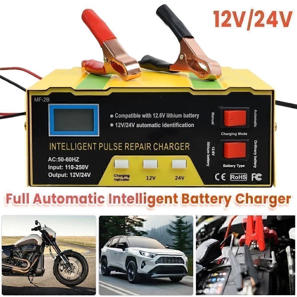 Heavy Duty 400A Car Battery Charger 12V/24V Smart Automatic Pulse Repair Trickle