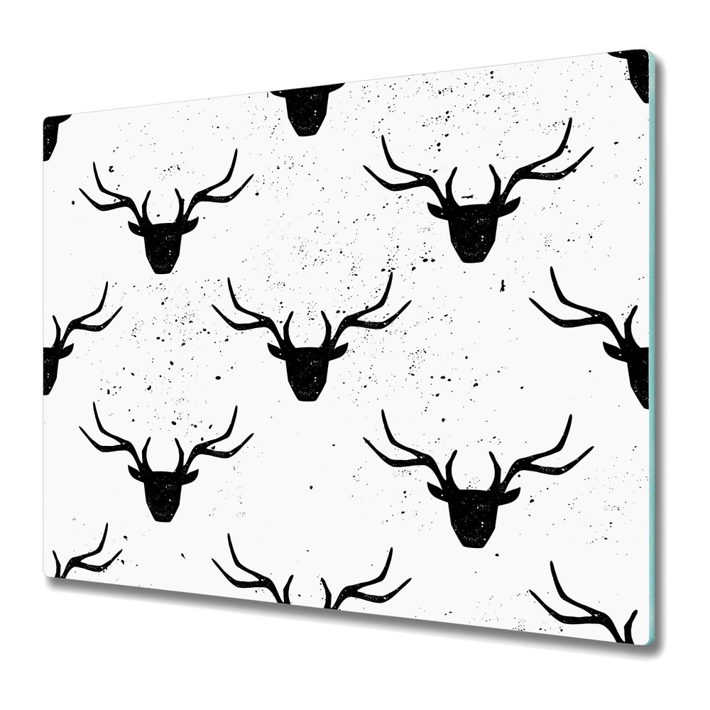 Glass Chopping Board Worktop Saver Black Deers Modern Minimalistic 60x52