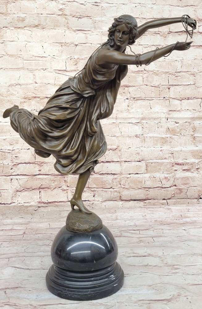 Art Deco Bronze Rope Dancer Figurine by Claire Colinet Lost Wax Casting  