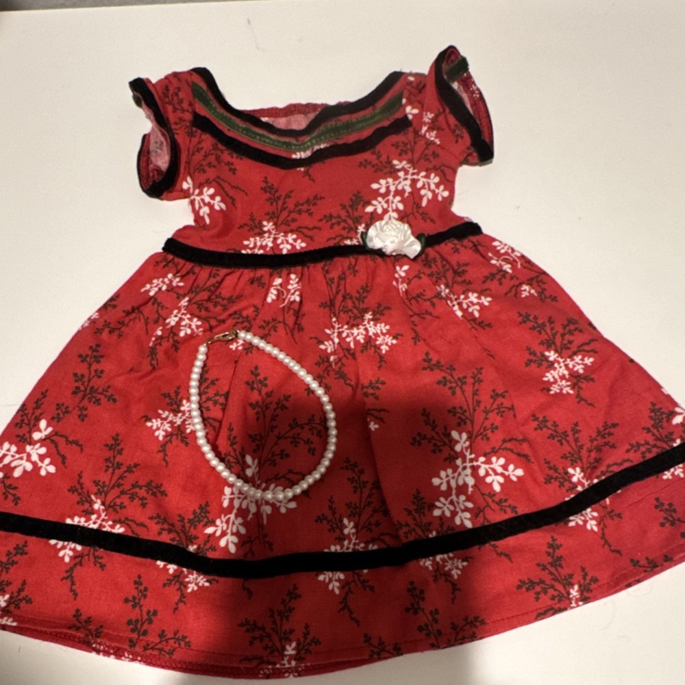 American Girl Cecile’s Special Dress & Pearl Necklace EUC