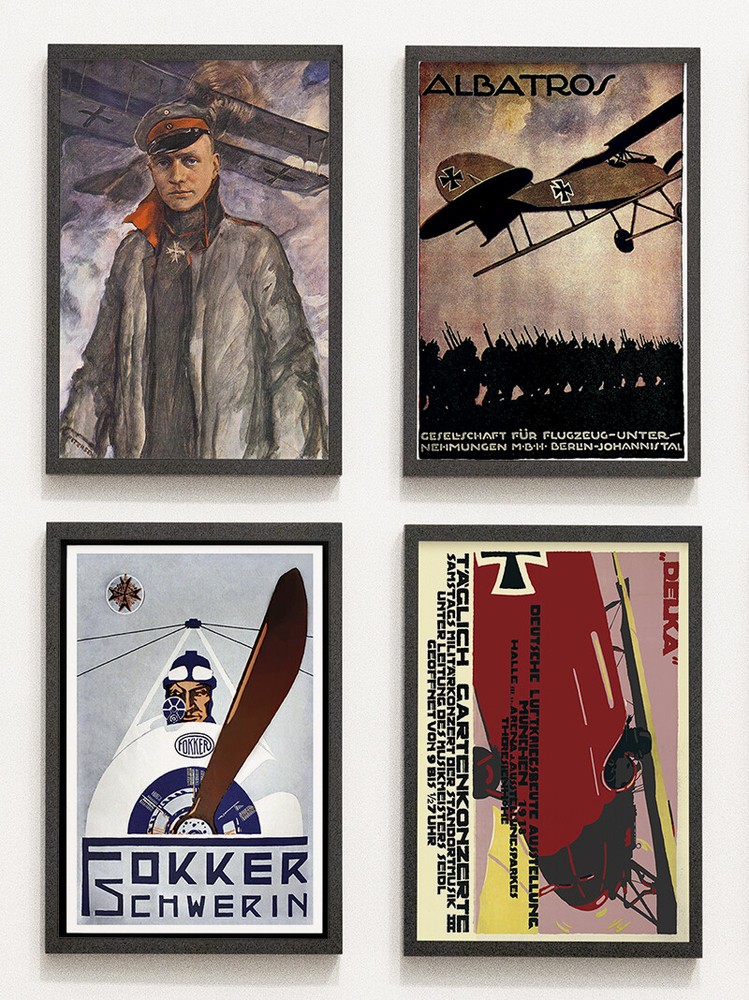 as a set: 4 posters 1. WW2 Luftwaffe Richthofen Aircraft Poster Red Baron