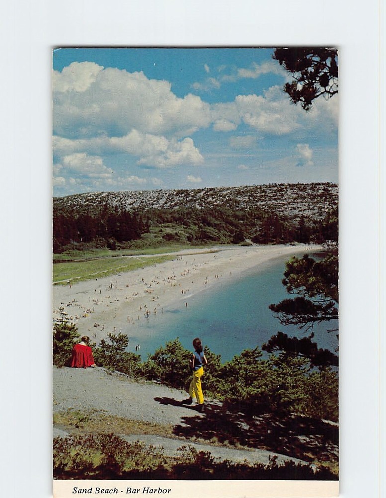 Postcard Sand Beach Bar Harbor Acadia National Park Maine USA