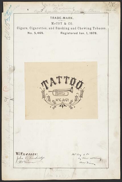 Photo:McCoy Co. Tattoo brand Cigars, Cigarettes, Smoking Chewing Tobacco