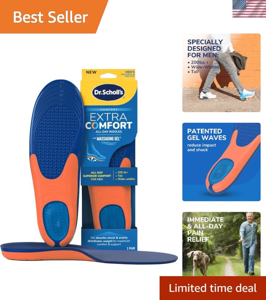 Dr. Scholl’s Extra Comfort Support Insoles for Men, Size 8-14 - All-Day Comfort