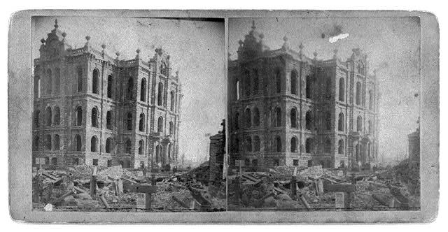 Photo of Stereograph,Ruins after Great Fire,Chicago,Illinois,Courthouse,1871