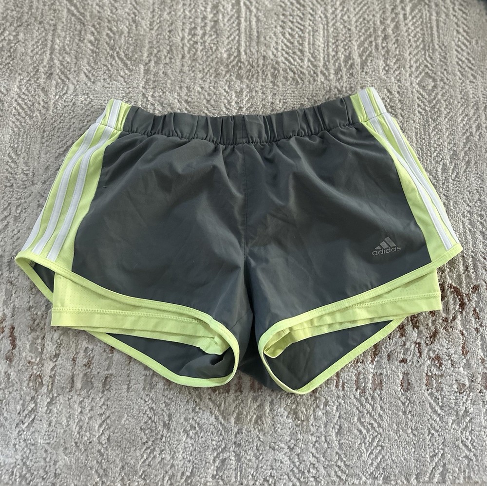 Adidas Athletic Shorts Size Medium Women’s Running Shorts Gray & Lime Green