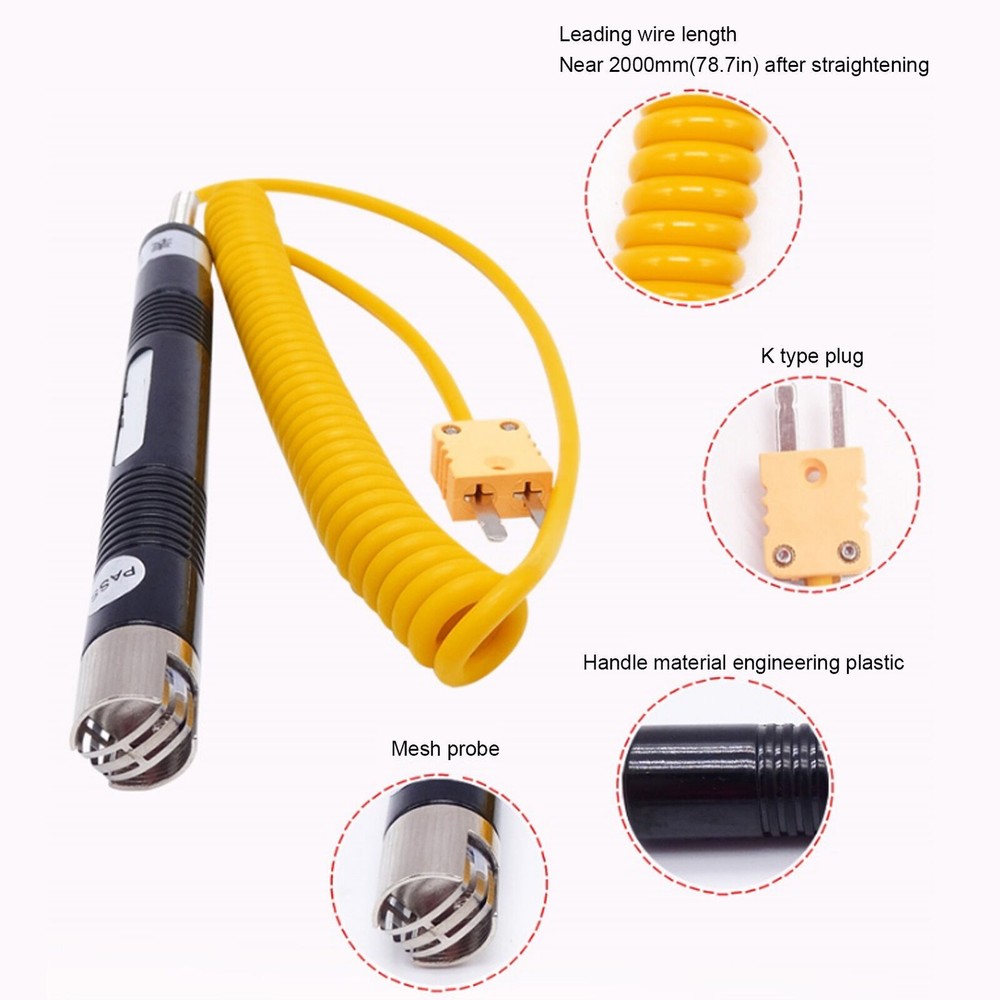 K Type Handheld Surface Thermocouple Probe Straight Shank Thermocouple