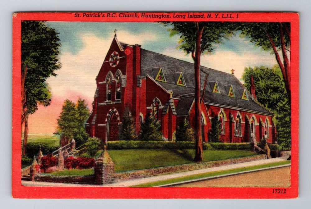 Long Island NY-New York, St Patrick's RC Church, Religion, Vintage Postcard