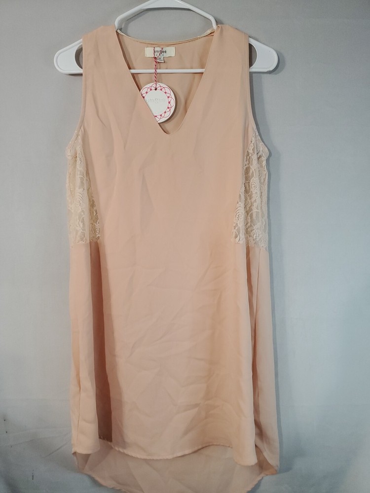 UMGEE Dress Women's Size Medium Pink Side Lace Panels Sleeveless Lightweight