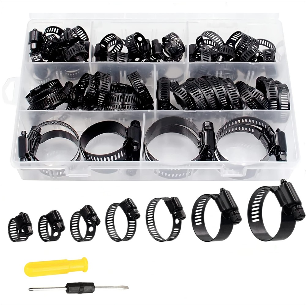 60Pcs Hose clamp stainless steel Adjustable 6-38mm range worm gear hose clamp