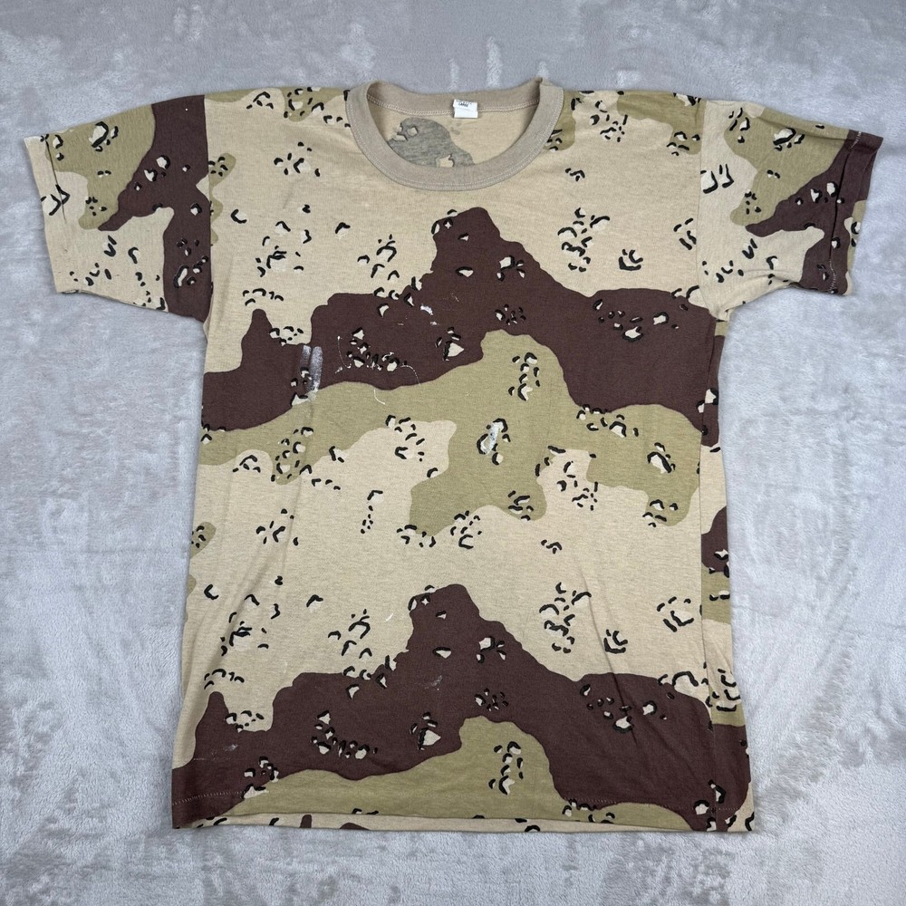Vintage Desert Woodland Camo T-shirt Mens M Single Stitch Made in USA