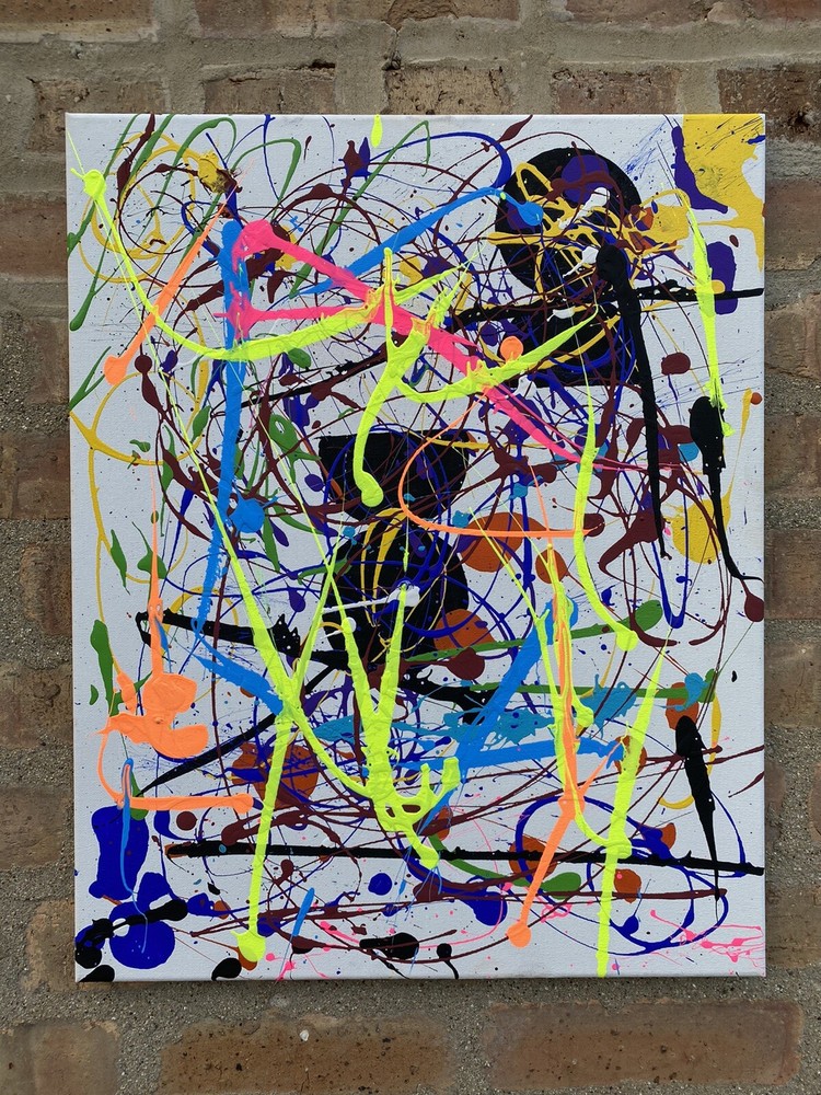 abstract art splatter painting Acrylic Splash local artist 16 X 20 IN-image
