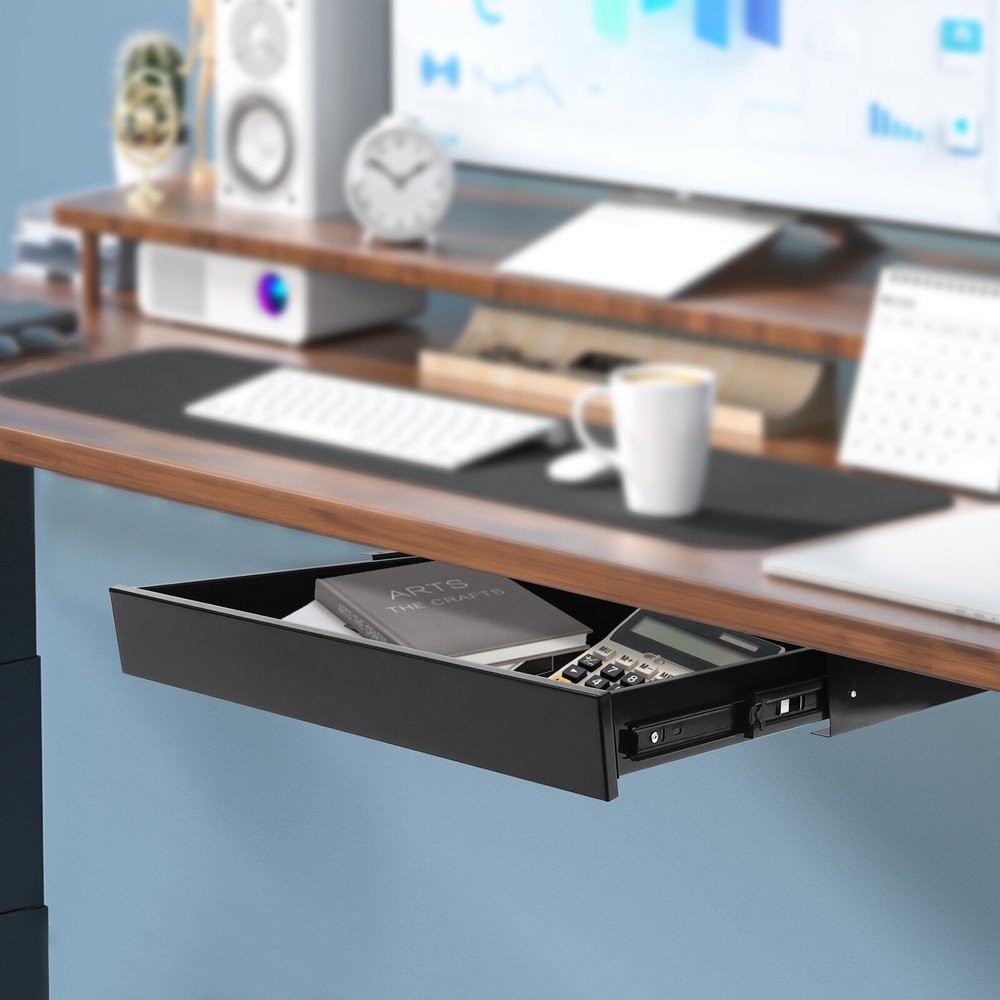 Stand Up Desk Add-On Sliding Under Desk Drawer Storage Organizer