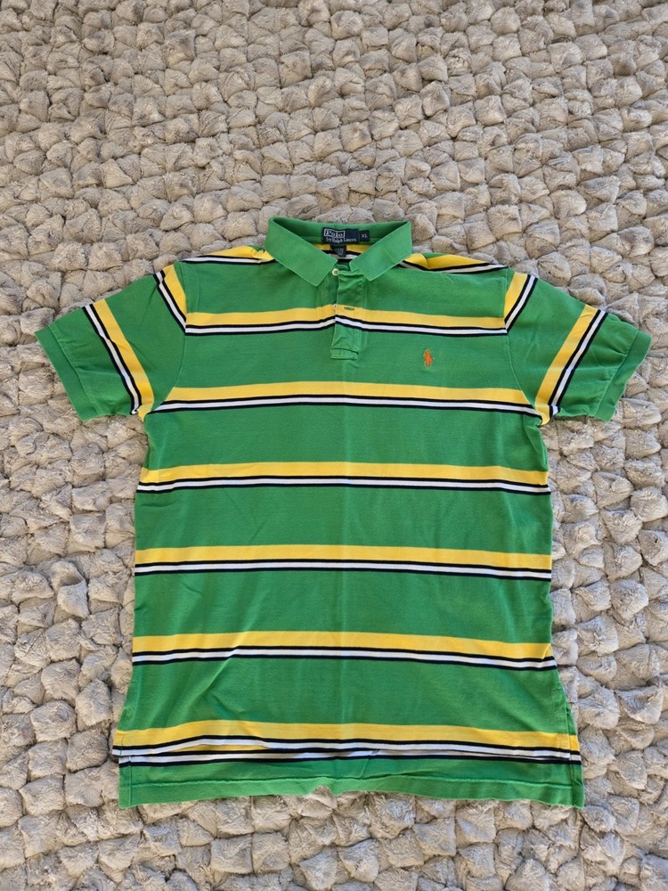Vintage Polo Ralph Lauren Striped Color Block Multicolor Polo Shirt Size XL