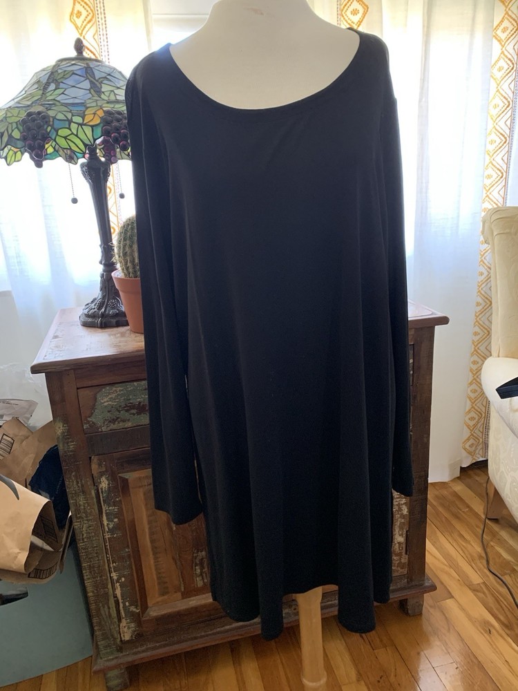 Eileen Fisher Silk Long Tunic Top Black Lagenlook Minimalist Size 1X