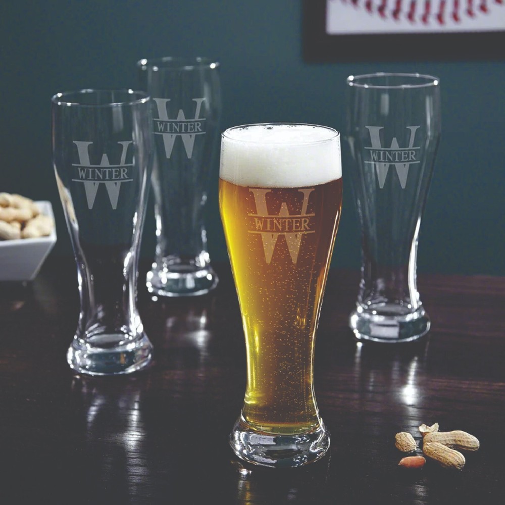 Personalized 19 Oz Beer Glasses Set for Beer & Cocktails - 4 Pack
