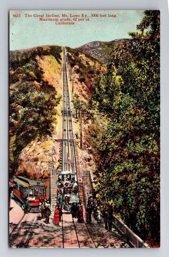 Great Incline CA-California Mt Lowe Rail Incline Transportation Vintage Postcard